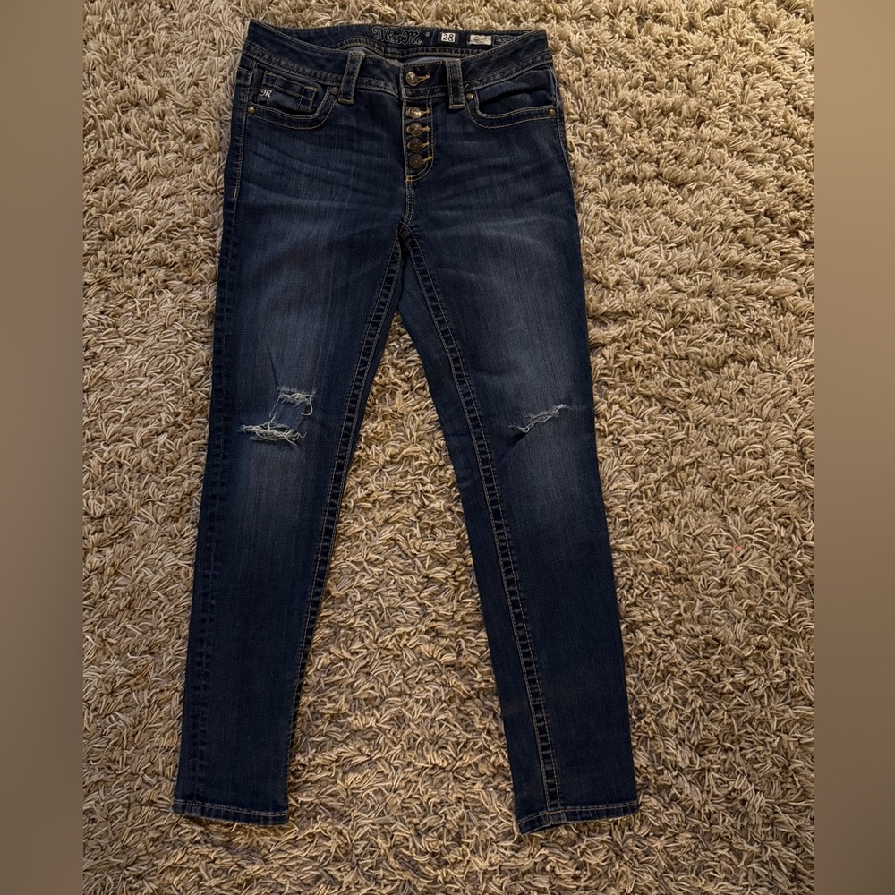 Miss Me Stylish Dark Blue Women's Buttonfly Skinny Jeans